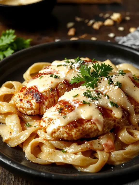 creamy pasta dish preparation