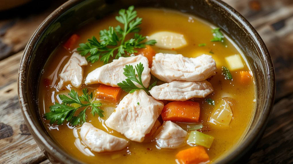 Cinnamon Roll Waffles With Caramel Sauce 1 hearty chicken noodle soup