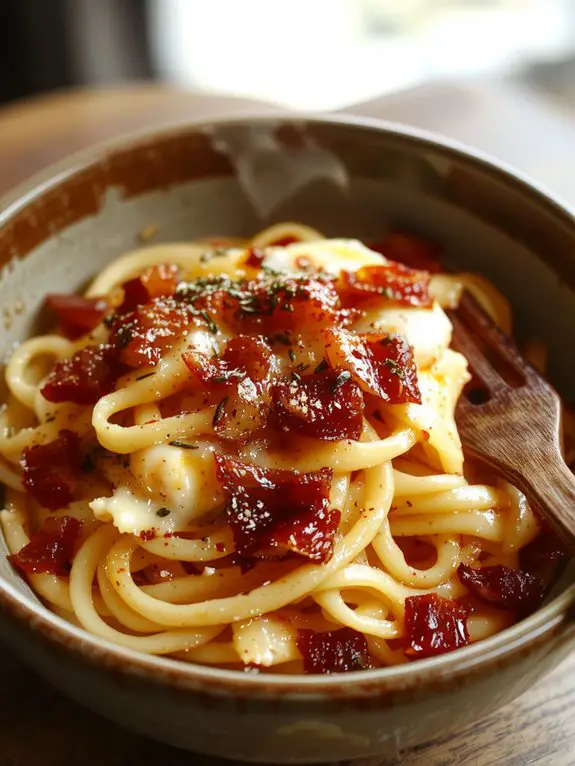 The Best Homemade Carbonara Recipe 3 serve hot add toppings