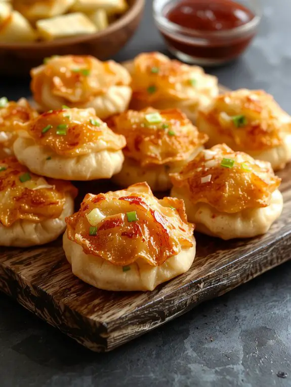 creamy crab filled dumplings