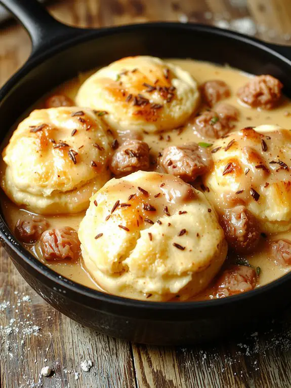 The Best Homemade Biscuits and Gravy Recipe 3 fluffy layered buttermilk biscuits