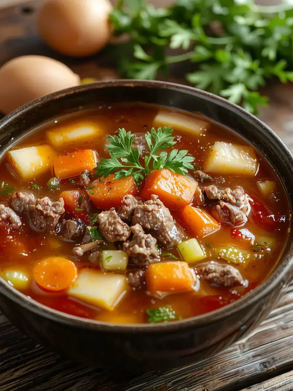 The Best Homemade Hamburger Soup Recipe 3 brown beef simmer soup