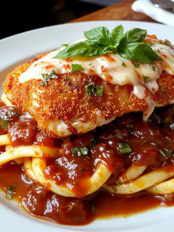 The Best Homemade Chicken Parm Recipe 3 cheese golden and bubbly