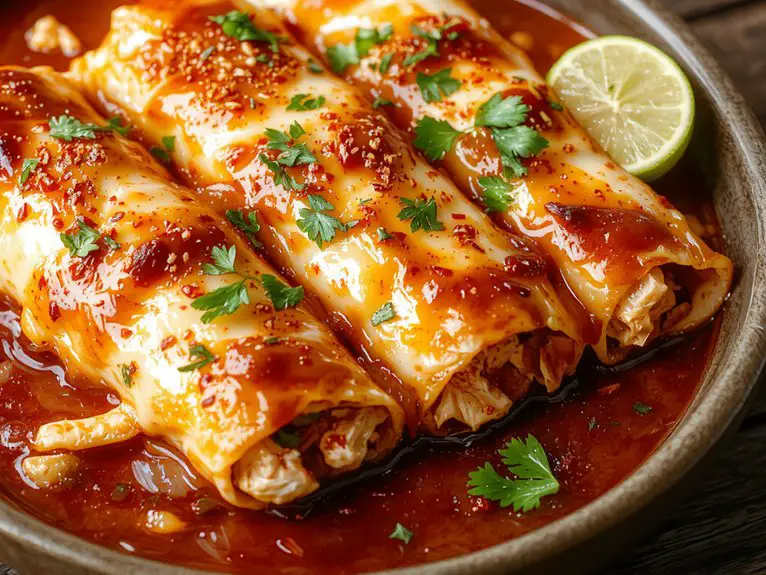 The Best Homemade Chicken Enchiladas Recipe 2 cheesy spicy chicken rolls bsgsf