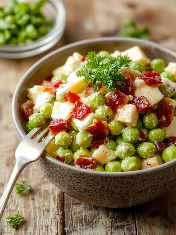 The Best Homemade Pea Salad Recipe 3 creamy bacon pea salad