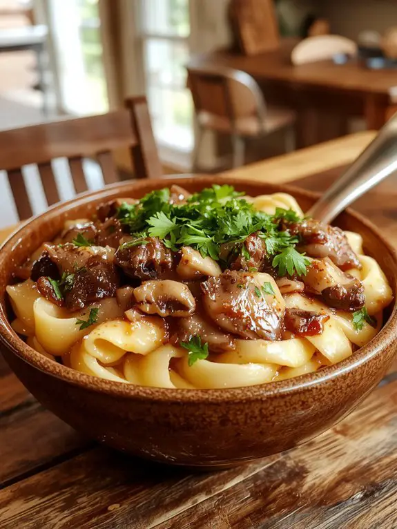 creamy beef mushroom pasta