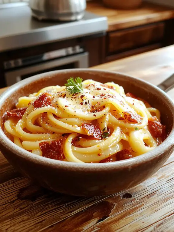 creamy egg pasta dish