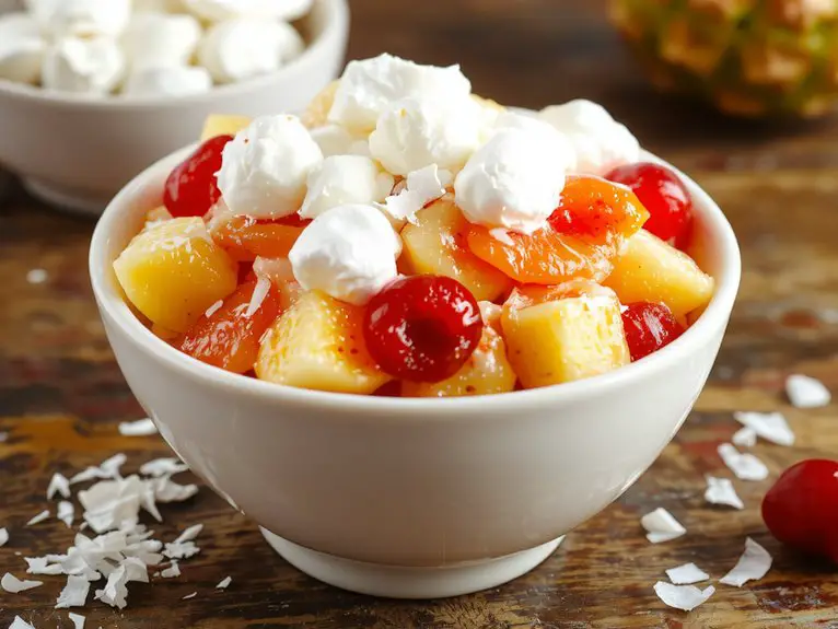 Rice Waffles 1 creamy marshmallow fruit dessert