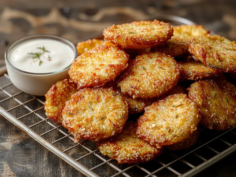 The Best Homemade Fried Pickles Recipe 2 crispy fried pickle slices b8p1g