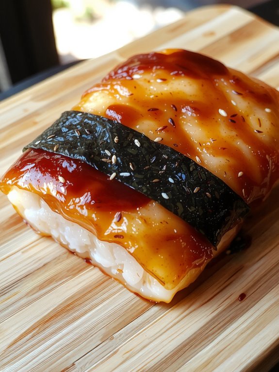 The Best Homemade Spam Musubi Recipe 3 crispy spam rice wraps