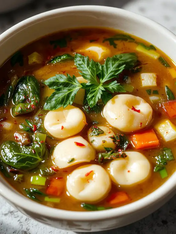 The Best Homemade Tortellini Soup Recipe 3 finish with wilted greens