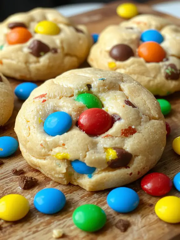 The Best Homemade M&M Cookie Recipe 3 flour dusted m ms prevent sinking