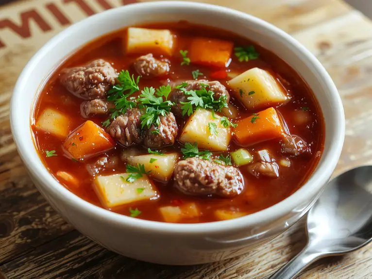 The Best Homemade Hamburger Soup Recipe 2 hearty ground beef soup nfqqb