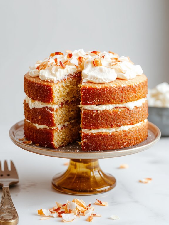 The Best Homemade Coconut Cake Recipe 3 layer fold bake frost