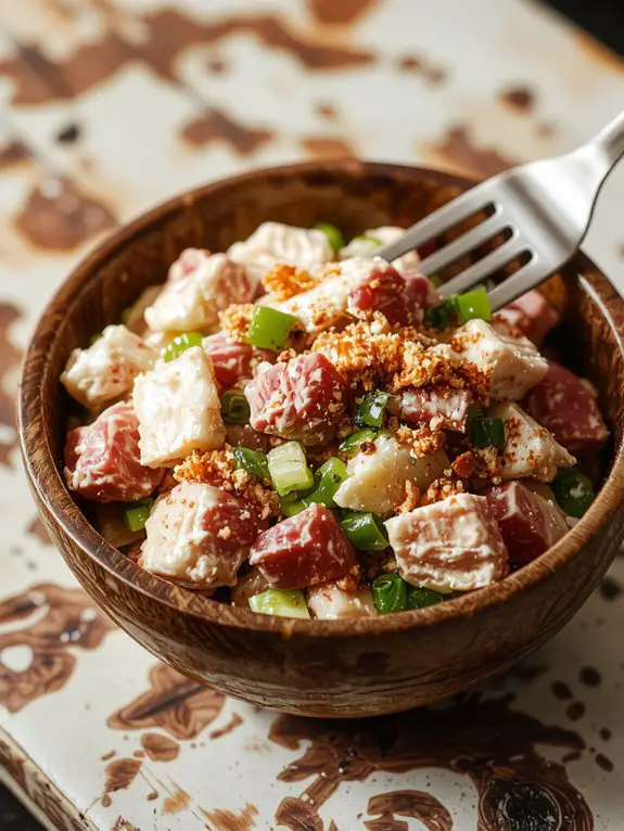 The Best Homemade Ham Salad Recipe 3 season mix chill serve