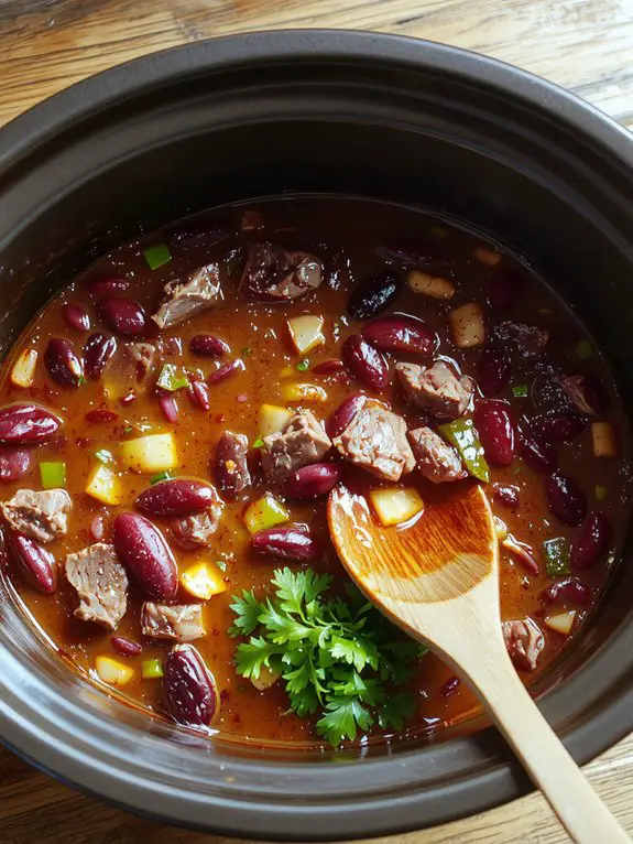 slow cooked hearty chili