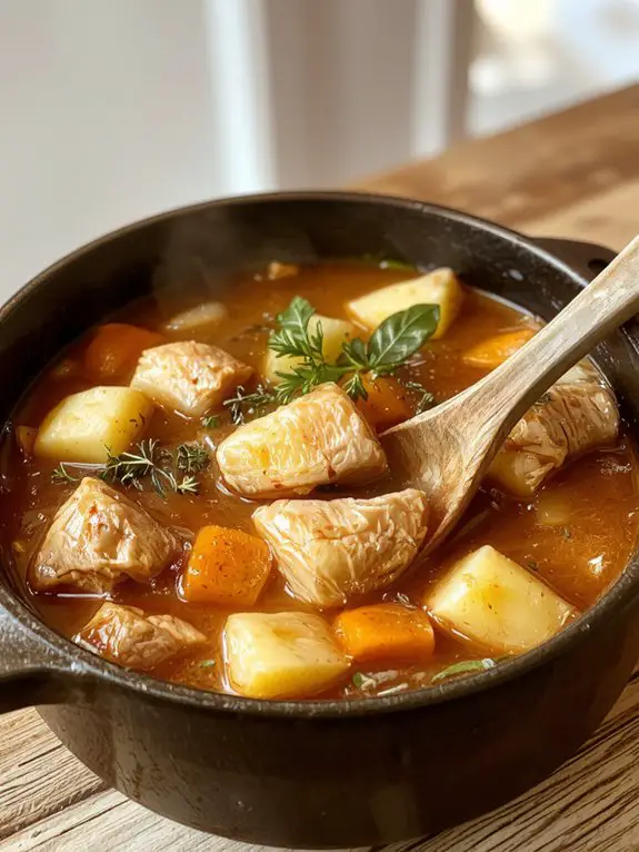 The Best Homemade Chicken Stew Recipe 3 thicken simmer garnish serve