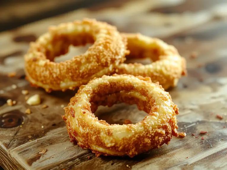The Best Homemade Onion Ring Recipe 2 golden brown crispy rings