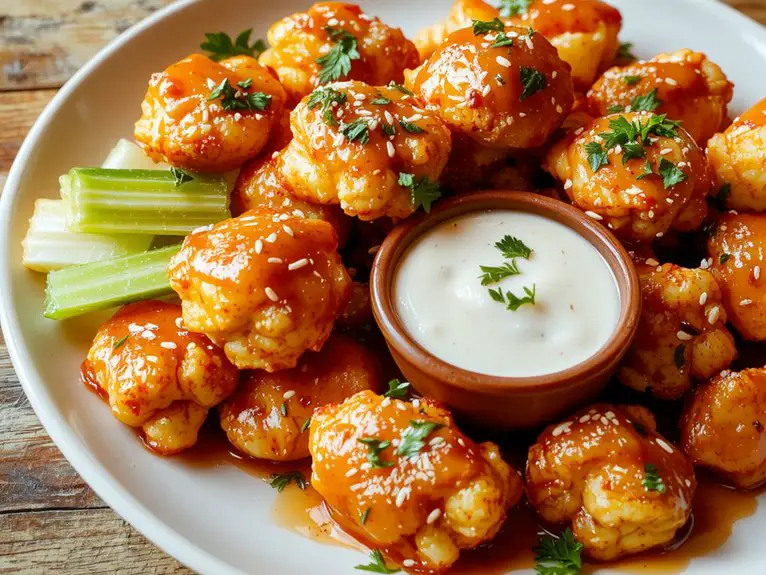 The Best Homemade Buffalo Cauliflower Recipe 2 golden edges indicate readiness