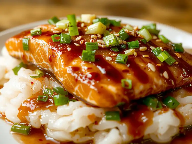 salmon with teriyaki glaze