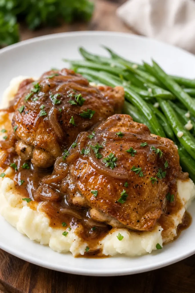 Smothered Chicken Recipe with Onion Gravy 3 Smothered Chicken Recipe finished dish