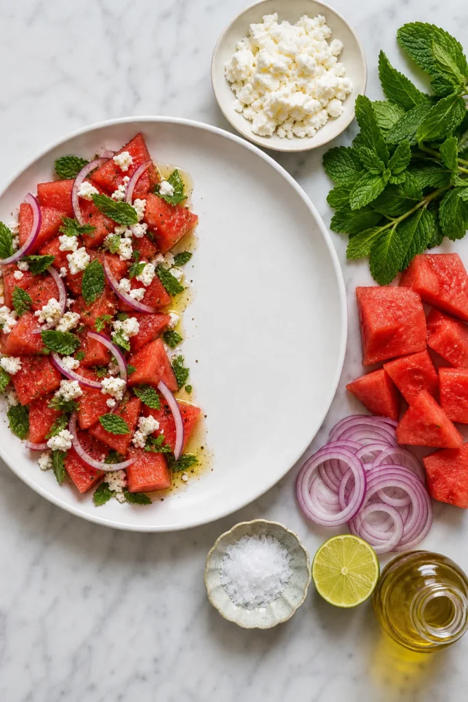 Easy Watermelon Feta Mint Salad for BBQs 2 Watermelon Feta Mint Salad