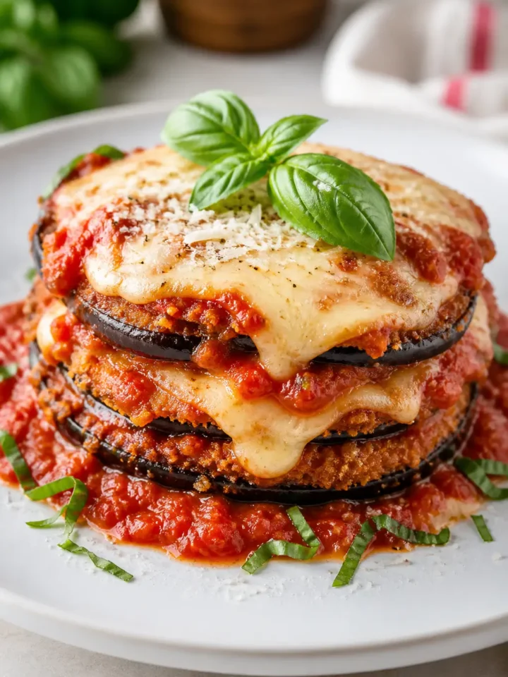 Eggplant Parmesan Recipe with Baked Layers 1 Eggplant Parmesan finished dish