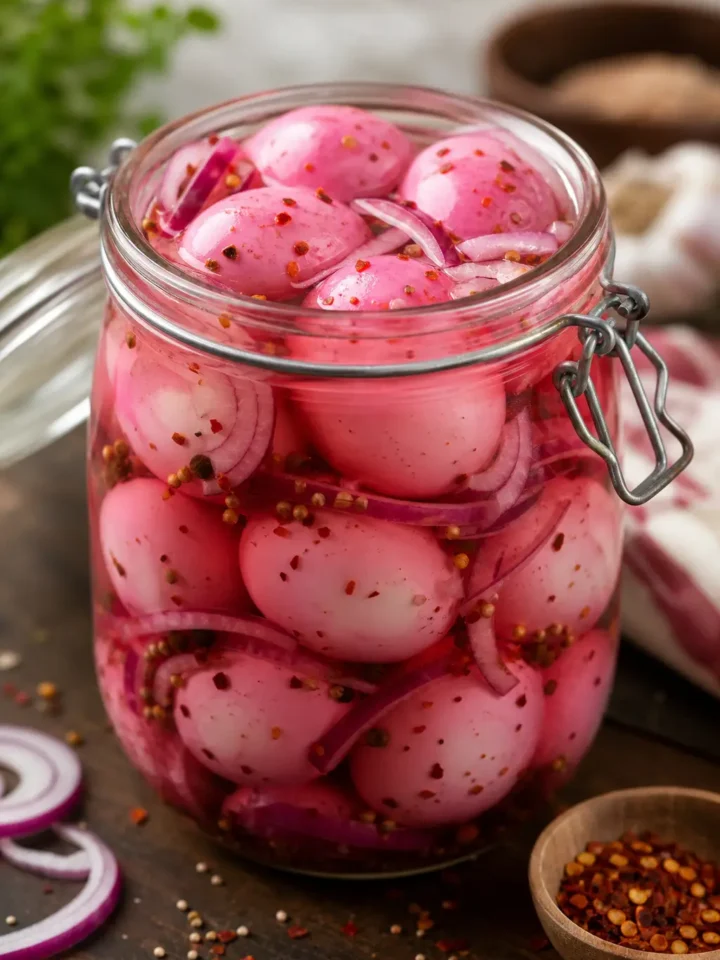 Pickled Eggs Recipe: Tangy Refrigerator Snack 1 Pickled Eggs finished dish