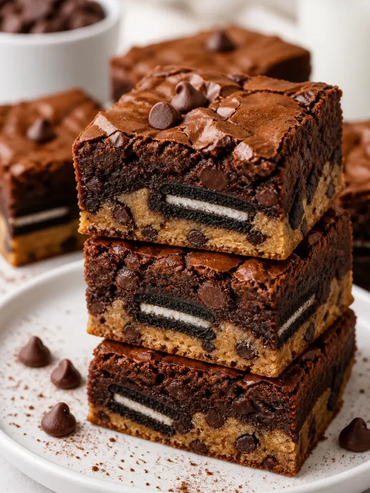 Slutty Brownies Recipe with Oreo and Cookie Dough 1 Slutty Brownies finished dish