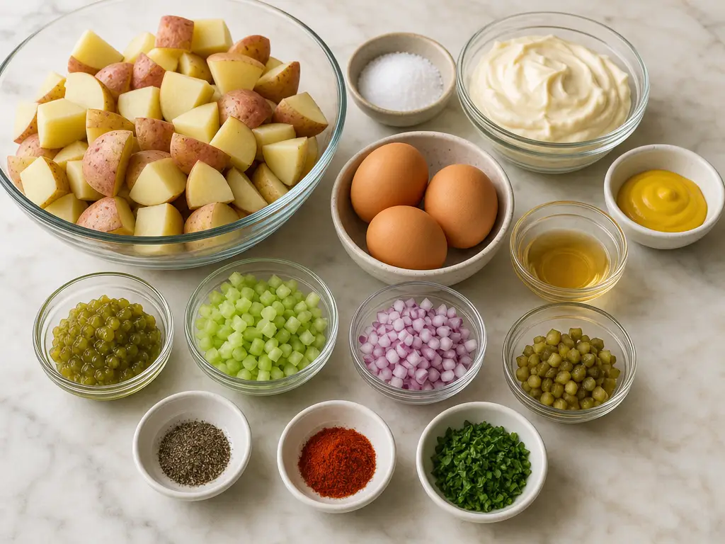 Creamy Potato Salad Recipe for Any Gathering 4 Creamy Potato Salad ingredients