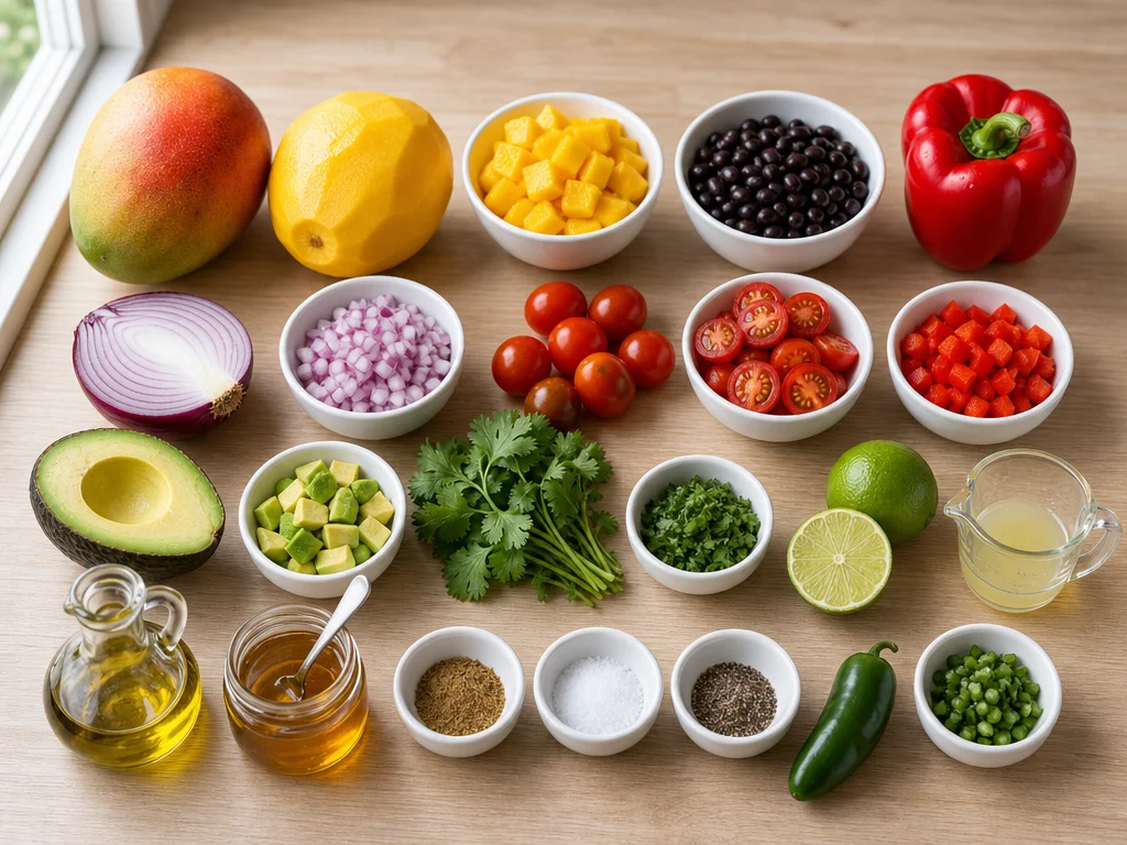 Easy Mango Black Bean Salad with Zesty Lime Dressing 4 Mango Black Bean Salad ingredients