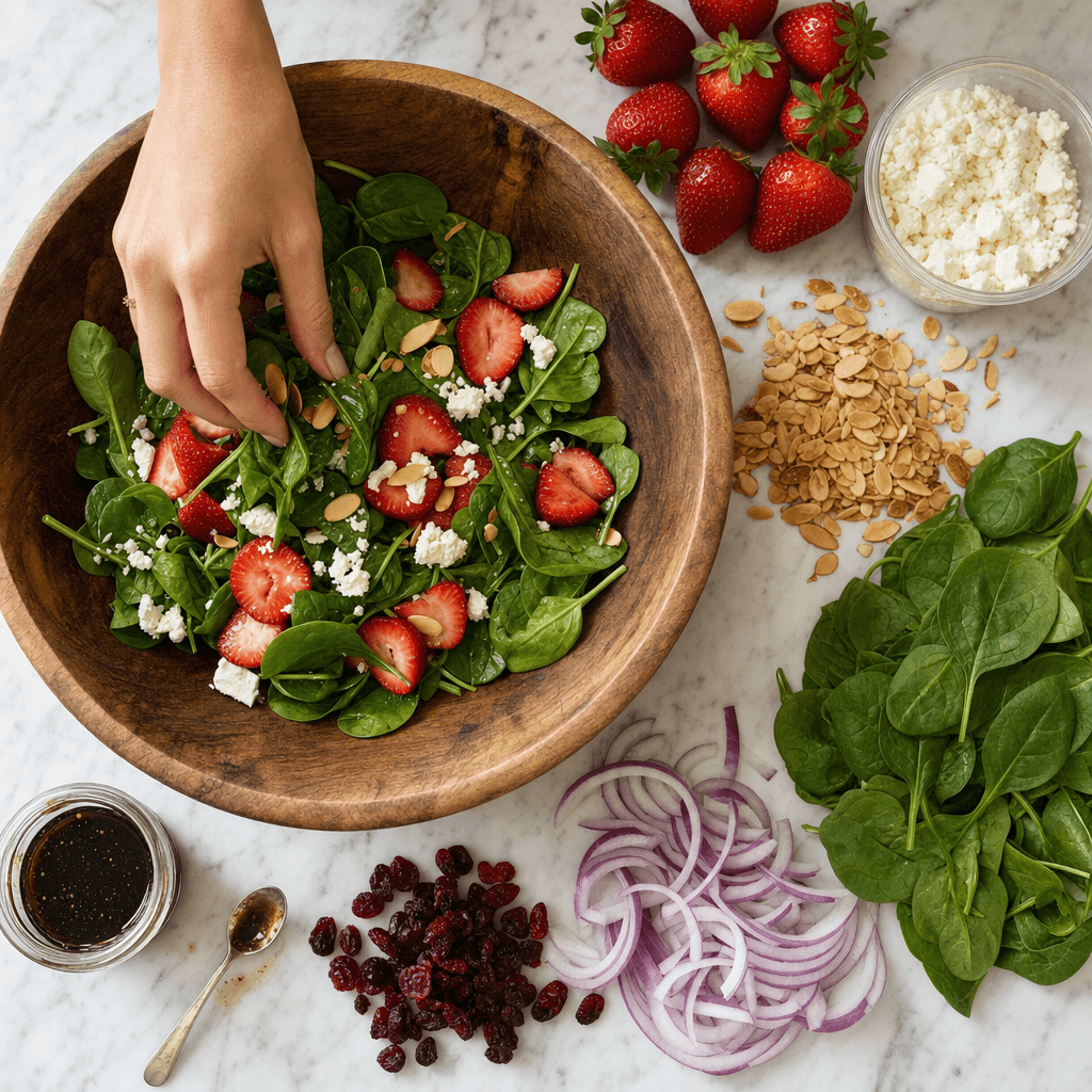 Fresh Strawberry Spinach Salad with Balsamic 2 Strawberry Spinach Salad