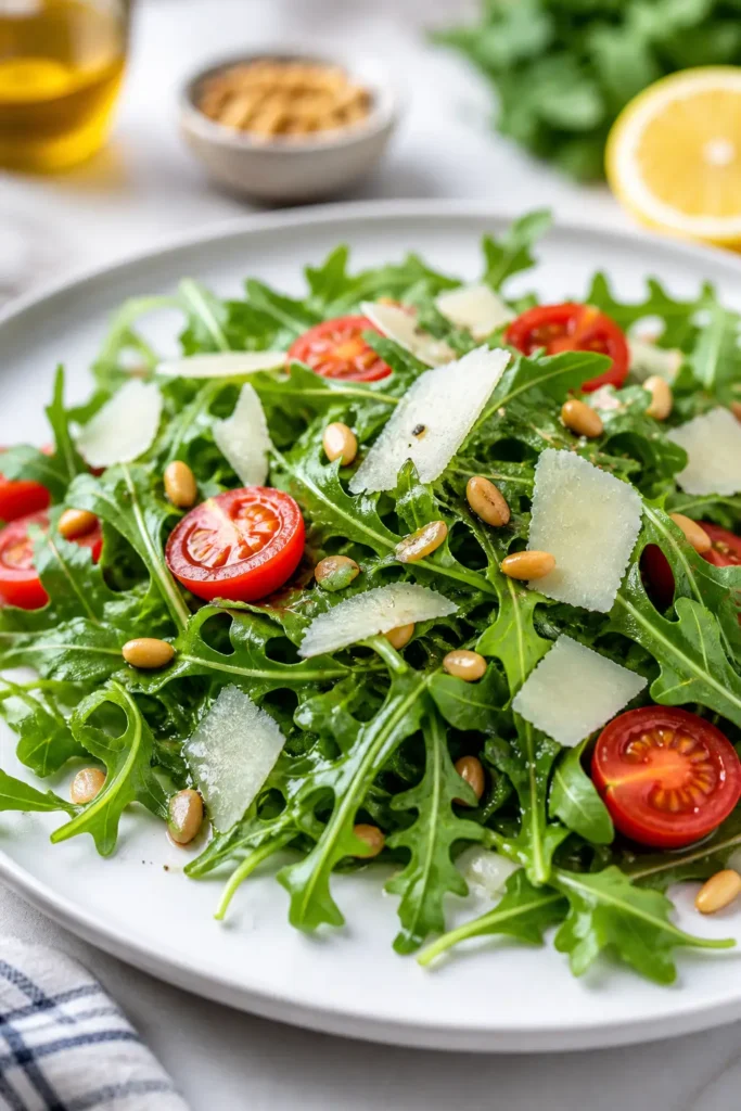 Arugula Parmesan Salad finished dish