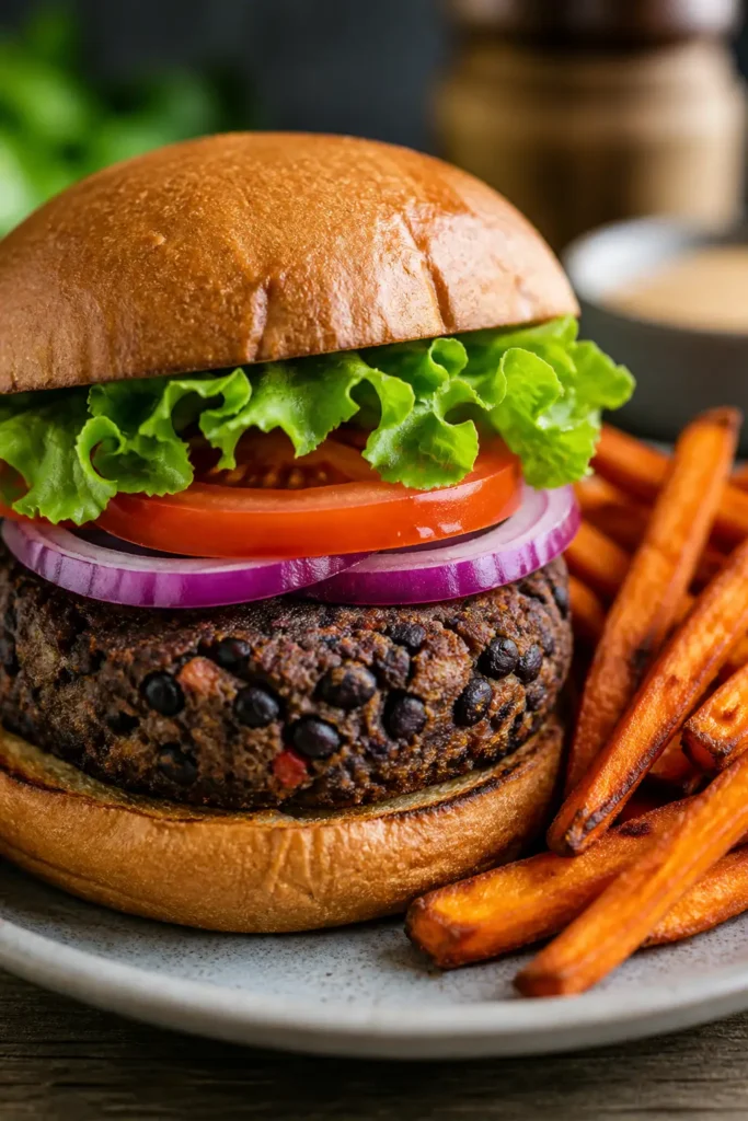 Black Bean Burger Recipe | Easy Vegetarian Burger 3 Black Bean Burger finished dish