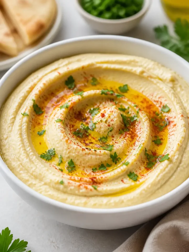 Classic Hummus Recipe: Smooth, Creamy, Easy Dip 1 Classic Hummus finished dish
