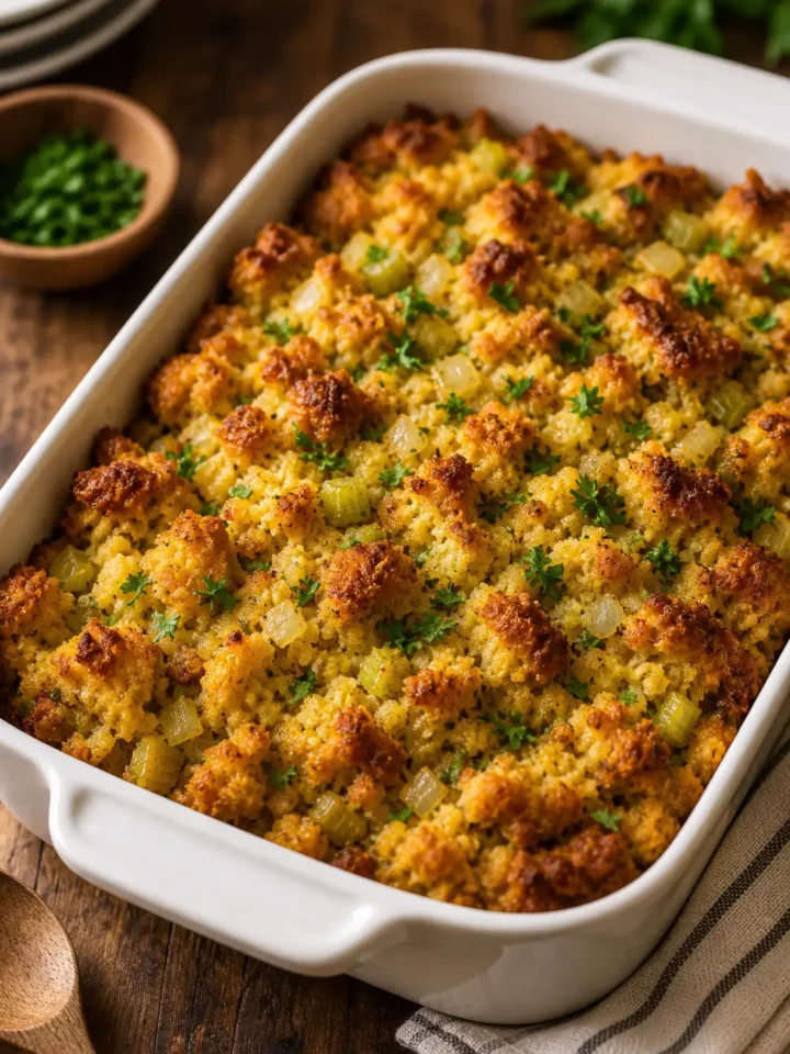 Cornbread Dressing Recipe for Thanksgiving 1 Cornbread Dressing finished dish