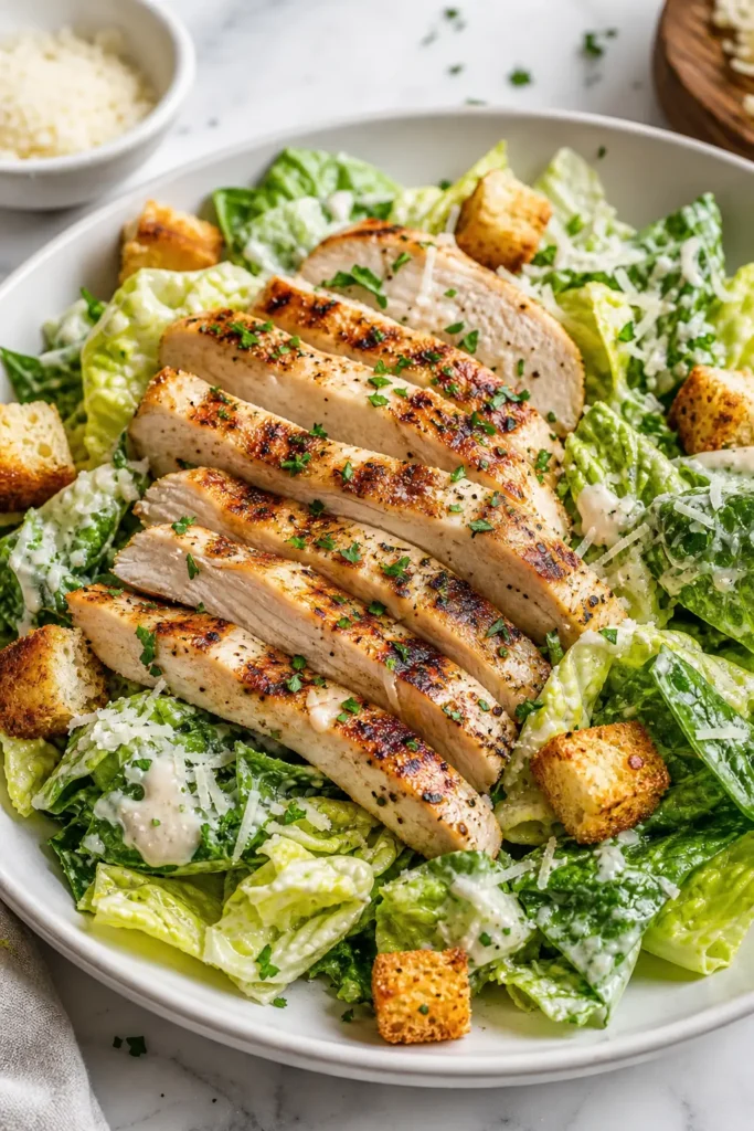Grilled Chicken Caesar Salad finished dish