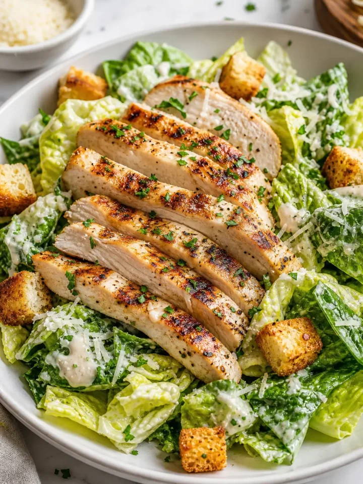 Grilled Chicken Caesar Salad finished dish