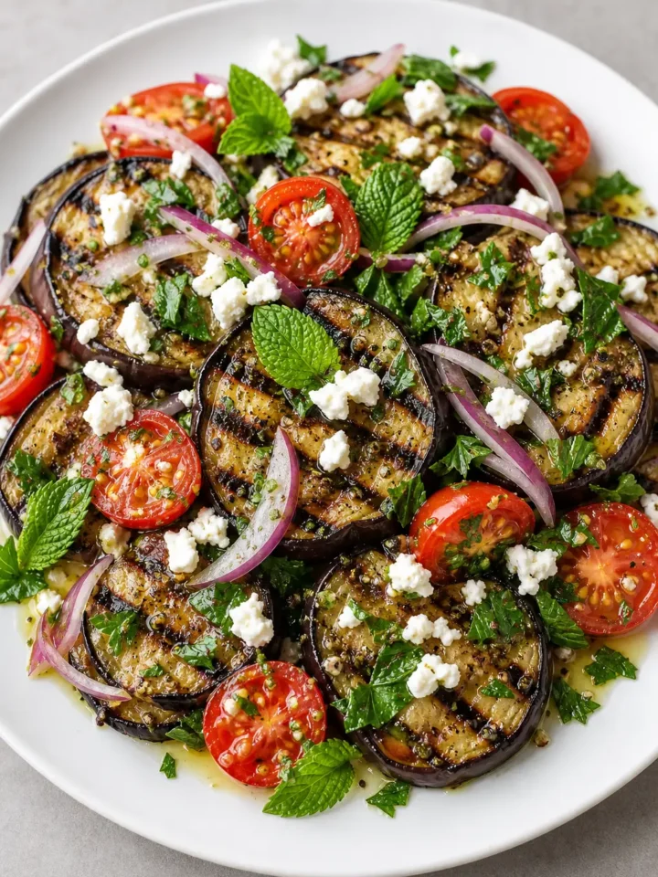 Grilled Eggplant Salad with Lemon Herb Dressing 1 Grilled Eggplant Salad finished dish