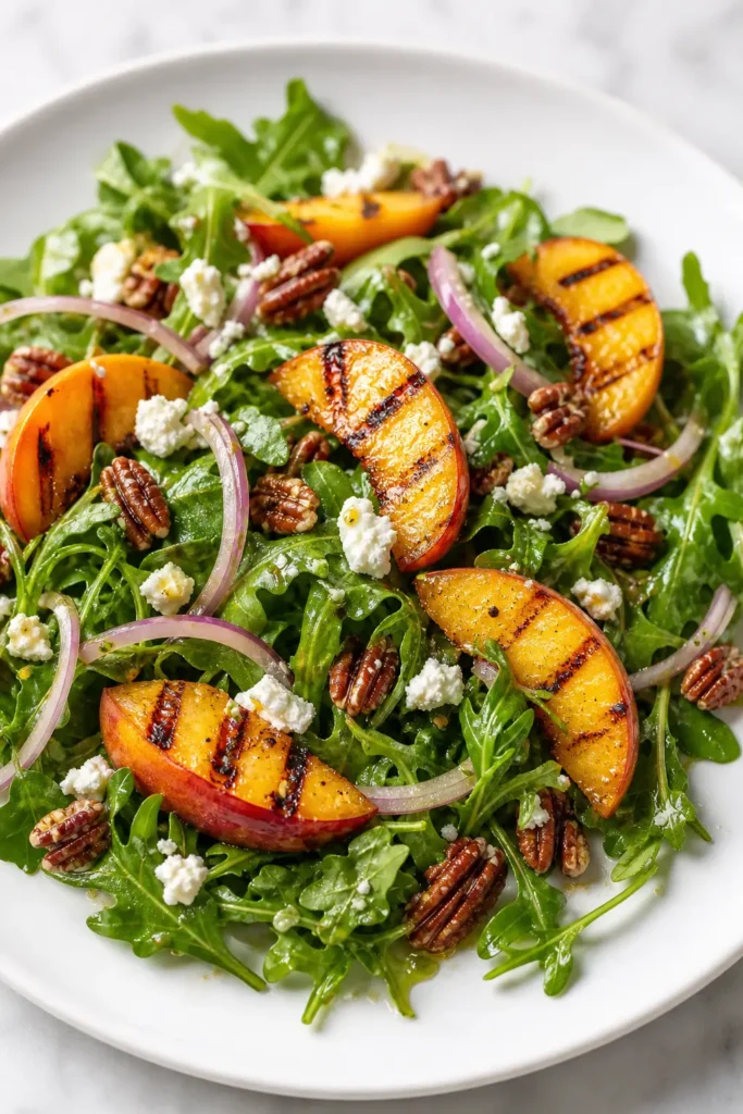 Grilled Peach Arugula Salad Recipe 3 Grilled Peach Arugula Salad finished dish