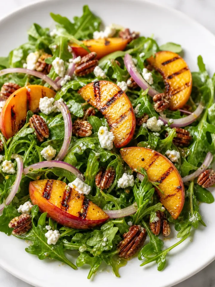 Grilled Peach Arugula Salad Recipe 1 Grilled Peach Arugula Salad finished dish