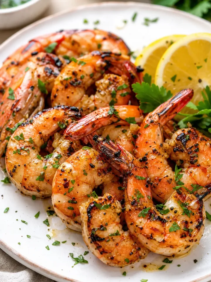 Grilled Shrimp Recipe with Lemon Garlic Marinade 1 Grilled Shrimp finished dish