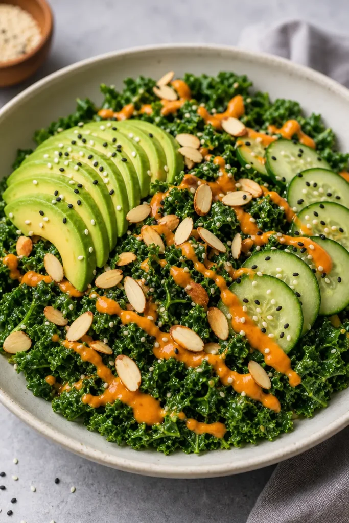 Kale Salad with Carrot Ginger Dressing 3 Kale Salad with Carrot Ginger Dressing finished dish