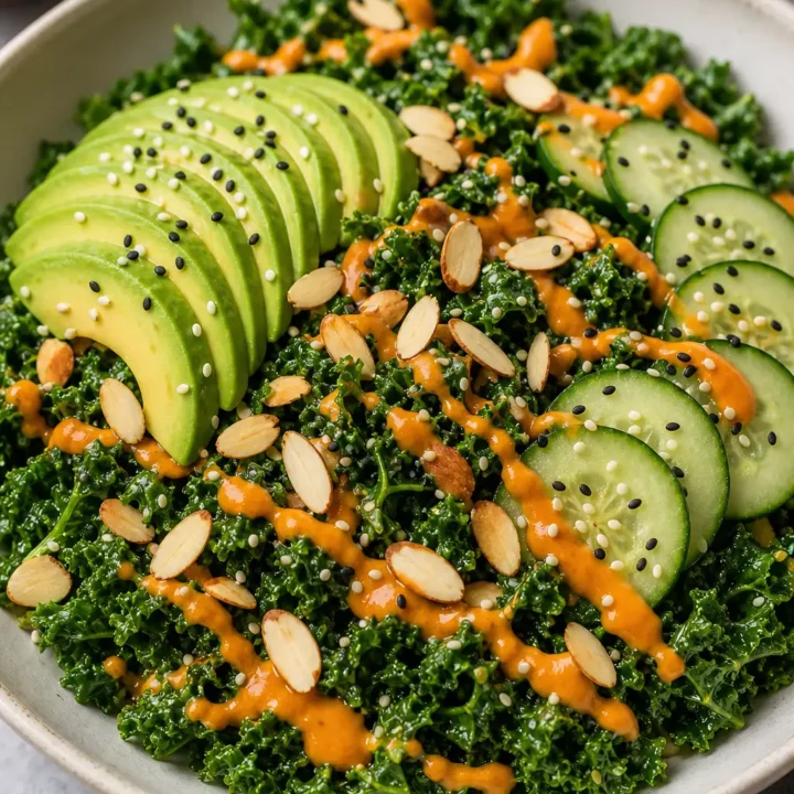 Kale Salad with Carrot Ginger Dressing