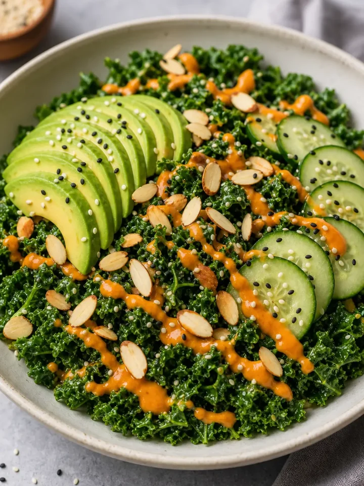 Kale Salad with Carrot Ginger Dressing 1 Kale Salad with Carrot Ginger Dressing finished dish