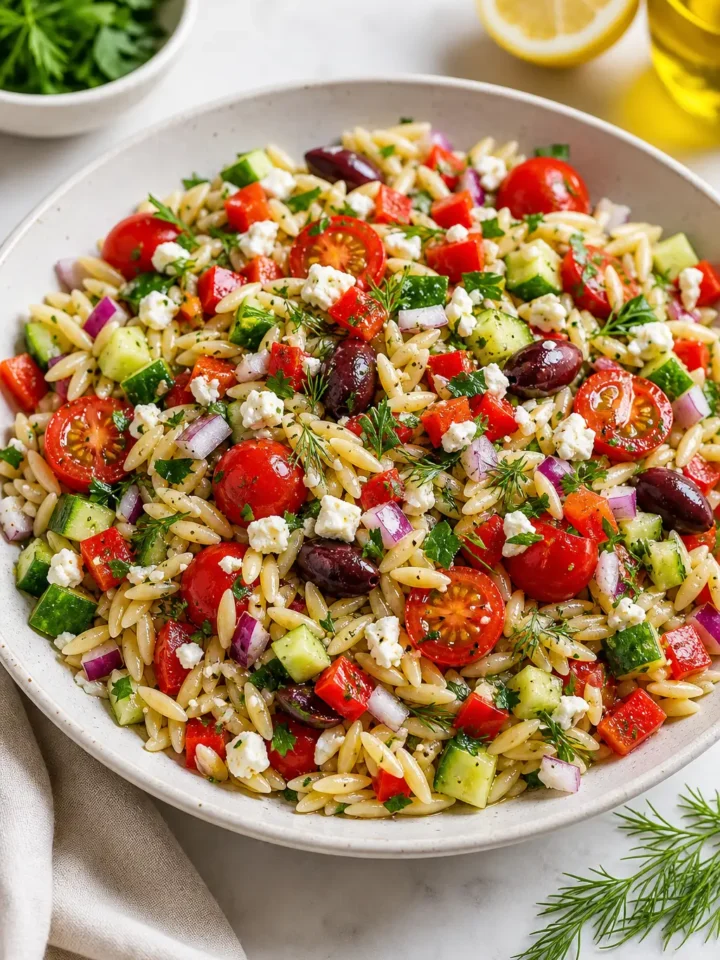Mediterranean Orzo Salad finished dish