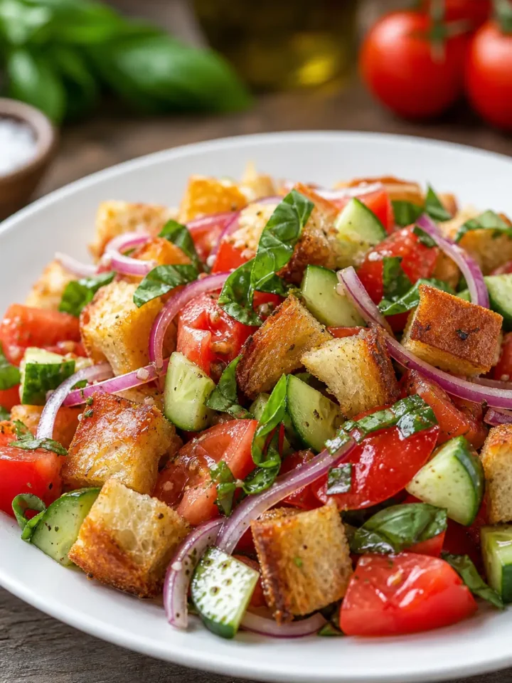 Panzanella Bread Salad Recipe with Tomatoes 1 Panzanella Bread Salad finished dish