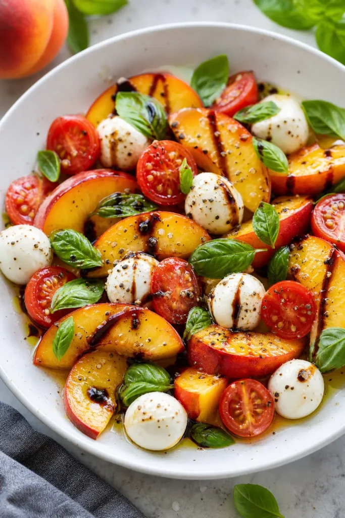 Peach Caprese Salad Recipe for Summer 3 Peach Caprese Salad finished dish