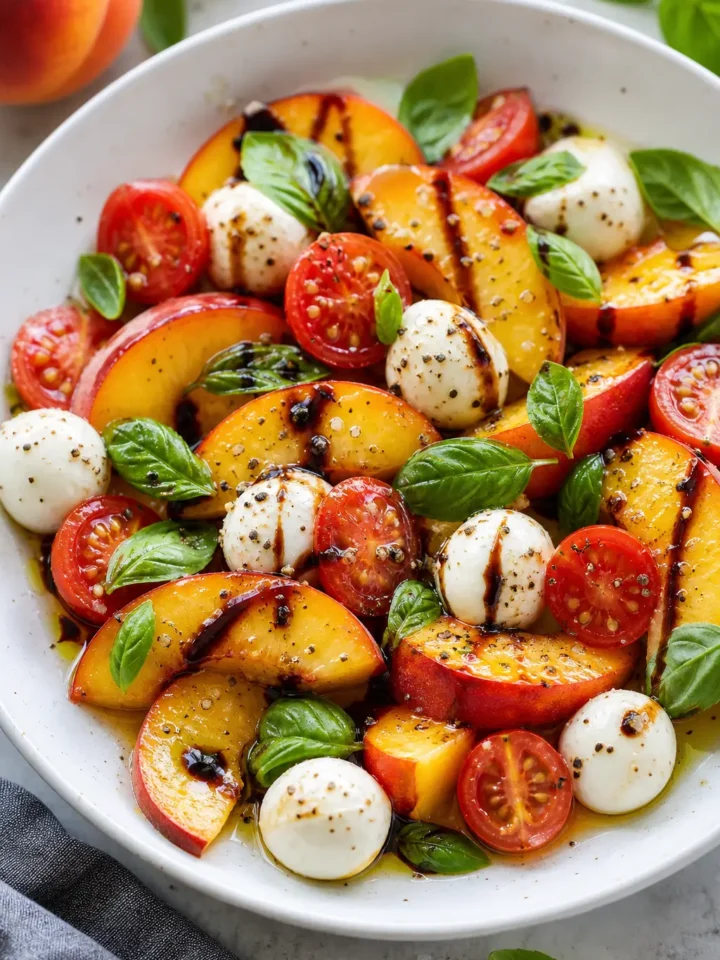 Peach Caprese Salad Recipe for Summer 1 Peach Caprese Salad finished dish