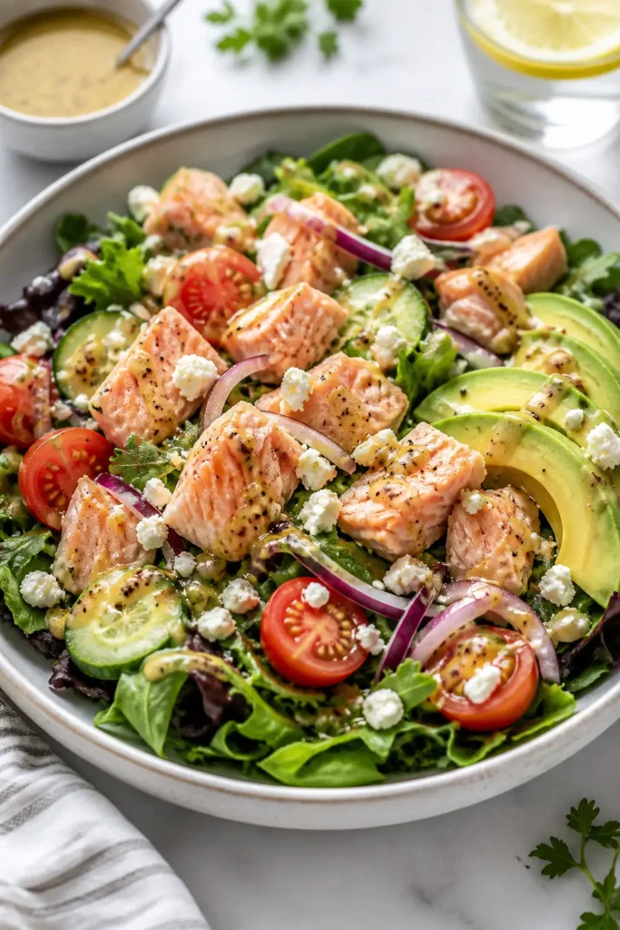 Salmon Salad Recipe with Lemon-Dijon Dressing 3 Salmon Salad finished dish